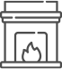 Line icon showing a fireplace