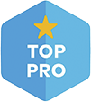 Badge with 'Top Pro' text under a 5 point star